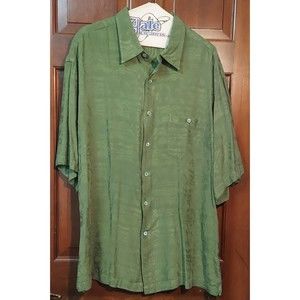 Tori Richard Men's Olive Green Silk Short Sleeve Shirt Size 2XL (XXL)